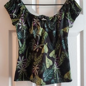 Collectif Lorena dark tropical pinup top